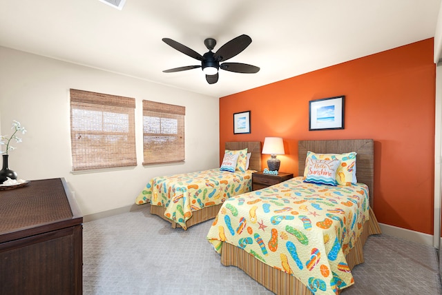 69-1033 Nawahine Pl Unit 1G, Waikoloa, HI 96738 - bedroom featuring carpet flooring, baseboards, and a ceiling fan