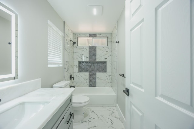 15-1674 24th Ave, Keaau, HI 96749 - full bath with marble look tiles, vanity, toilet, shower / tub combination, and baseboards
