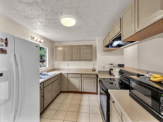 74-5156 Kialoa Pl, Kailua-Kona, HI 96740 - kitchen featuring black appliances, a sink, under cabinet range hood, light countertops, and light tile patterned floors