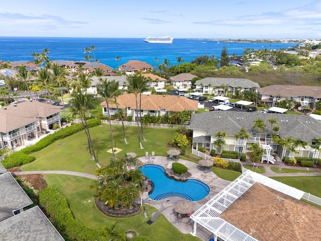 75-6009 Alii Dr Unit H2, Kailua-Kona, HI 96740 - aerial perspective of suburban area with a nearby body of water and a pool