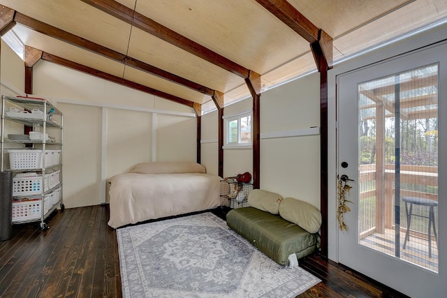 11-2317 Kokokahi Rd, Volcano, HI 96785 - bedroom with access to exterior and dark wood-style floors