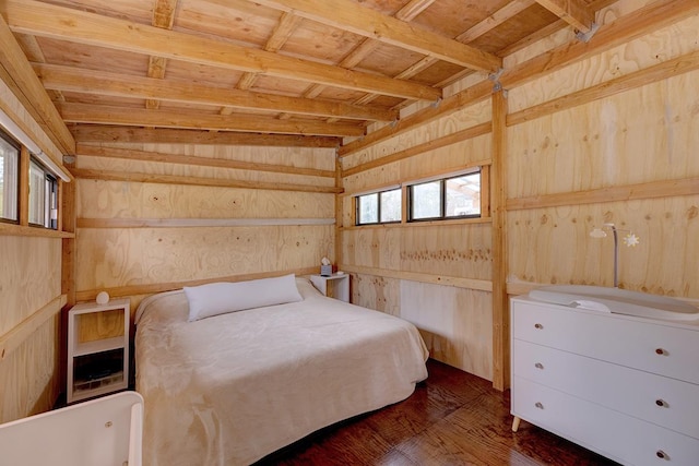 11-2317 Kokokahi Rd, Volcano, HI 96785 - bedroom with dark wood finished floors and wood ceiling