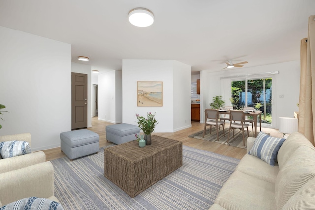 73-4343 Oneone St, Kailua-Kona, HI 96740 - living area featuring light wood-style flooring, baseboards, and ceiling fan