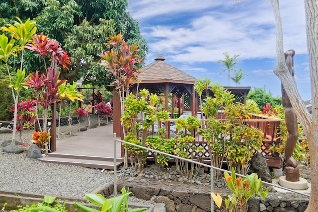 73-4327 Oneone St, Kailua-Kona, HI 96740 - view of yard with a gazebo and a wooden deck