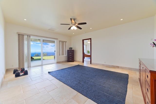 73-4558 Kukuki St, Kailua-Kona, HI 96740 - unfurnished room with ceiling fan, recessed lighting, and light tile patterned floors