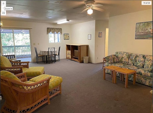 81-2026 Haku Nui Rd, Captain Cook, HI 96704 - carpeted living room featuring a ceiling fan
