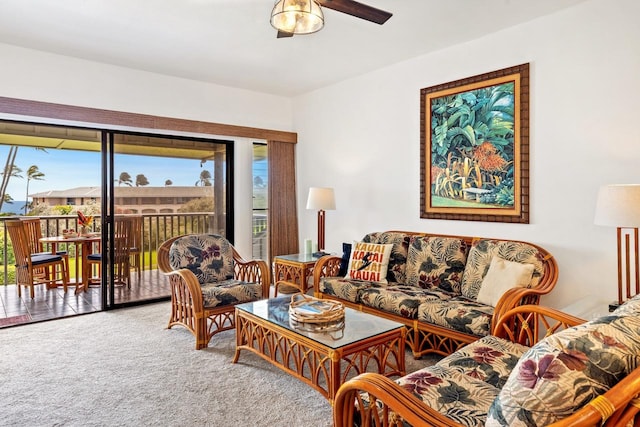 1565 Pee Rd Unit 221, Koloa, HI 96756 - carpeted living area featuring healthy amount of natural light and a ceiling fan