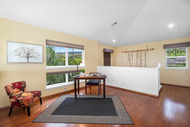 75-6060 Kuakini Hwy Unit B1, Kailua-Kona, HI 96740 - office area with wood finished floors and vaulted ceiling