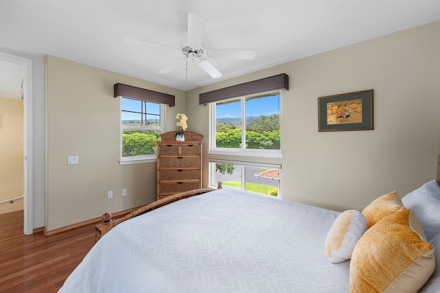 75-6060 Kuakini Hwy Unit B1, Kailua-Kona, HI 96740 - bedroom with wood finished floors and a ceiling fan