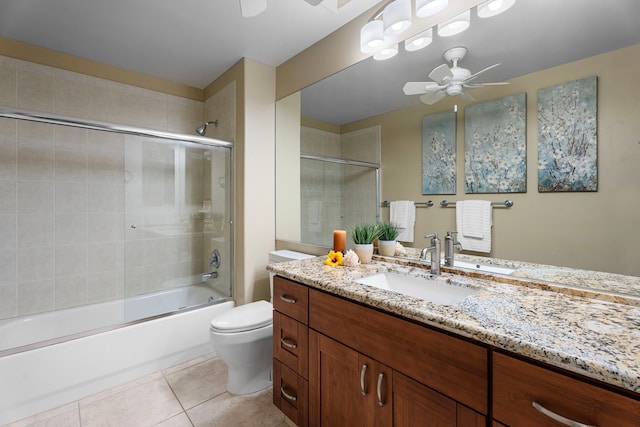 75-6060 Kuakini Hwy Unit B1, Kailua-Kona, HI 96740 - bathroom with a ceiling fan, vanity, tile patterned flooring, and combined bath / shower with glass door
