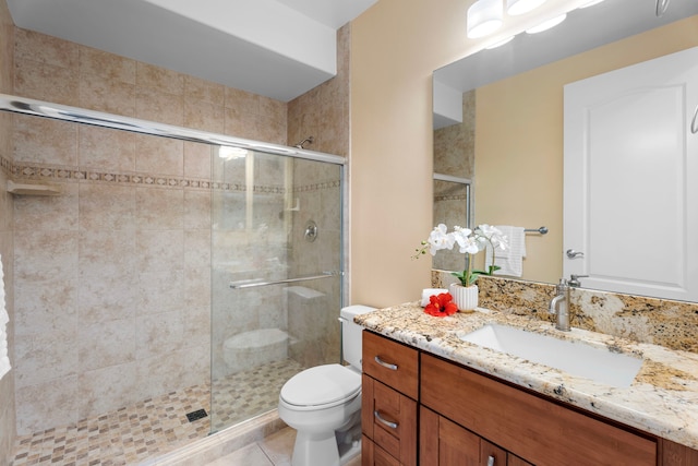75-6060 Kuakini Hwy Unit B1, Kailua-Kona, HI 96740 - bathroom featuring vanity, a shower stall, and tile patterned flooring