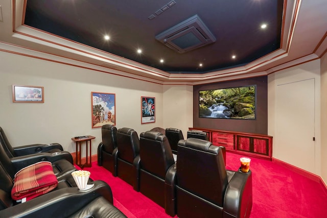 4971 Hanalei Plantation Rd, Princeville, HI 96722 - carpeted cinema room featuring a raised ceiling, baseboards, and recessed lighting
