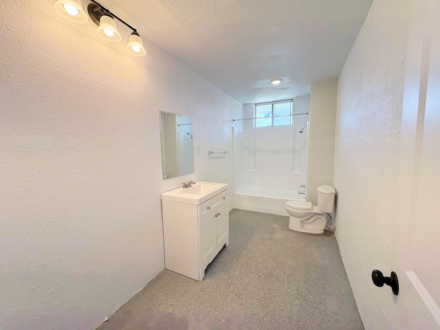 16-2122 Ginger Ln, Pahoa, HI 96778 - bathroom with a textured wall, vanity, toilet, shower / bath combination, and a textured ceiling