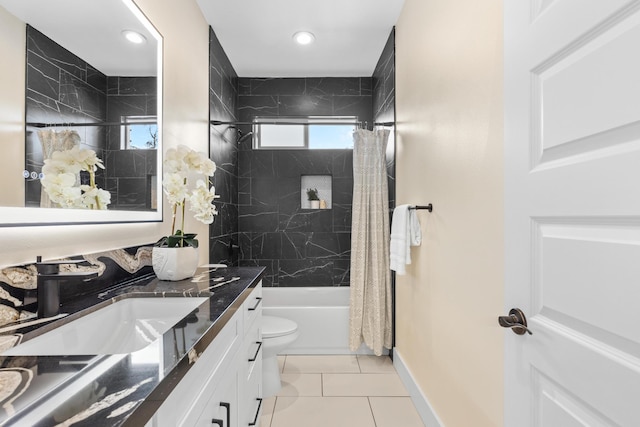 16-2068 Bamboo Dr, Pahoa, HI 96778 - bathroom with vanity, tile patterned floors, shower / bath combo, toilet, and baseboards