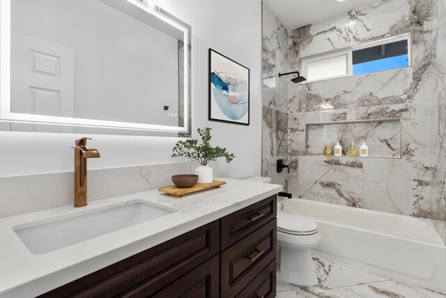 15-1770 10th Ave, Keaau, HI 96749 - full bathroom featuring vanity,  shower combination, toilet, and marble finish floors