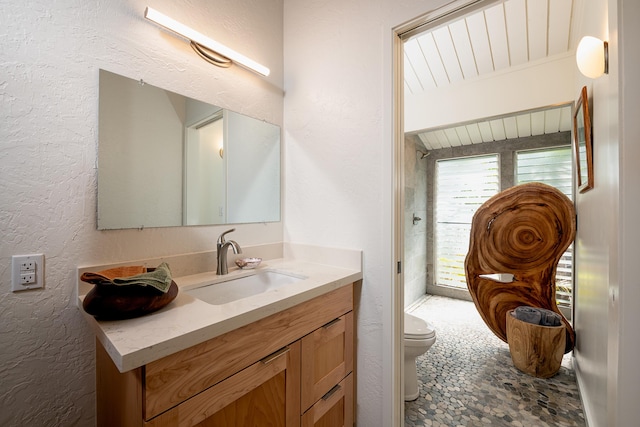 78-7039 Kamehameha Iii Rd Unit 148, Kailua-Kona, HI 96740 - bathroom featuring toilet, a textured wall, and vanity