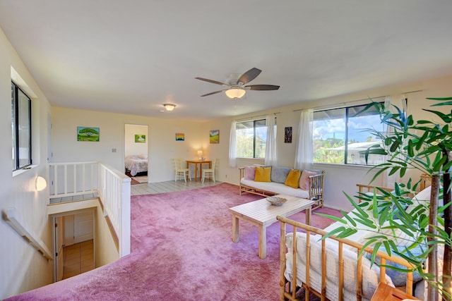 12-7040 Kaihalulu St, Pahoa, HI 96778 - living area with carpet floors and ceiling fan