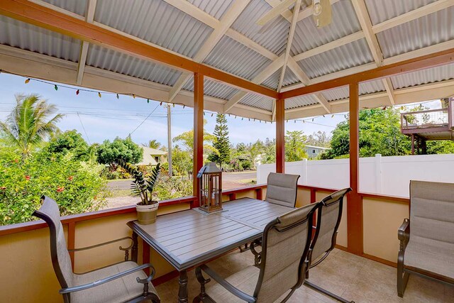 12-7036 Kaiwa St, Pahoa, HI 96778 - view of patio / terrace with outdoor dining space and ceiling fan
