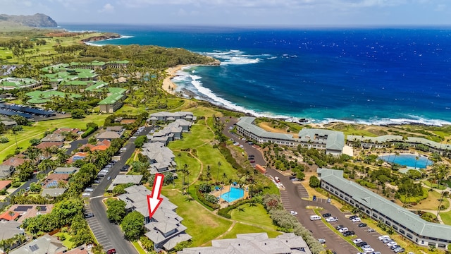 1565 Pee Rd Unit 225, Koloa, HI 96756 - aerial view of property and surrounding area with a large body of water and a pool
