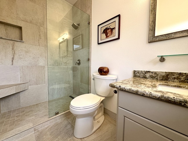 76-4391 Leilani St, Kailua-Kona, HI 96740 - bathroom featuring vanity, a walk in shower, and tile patterned floors