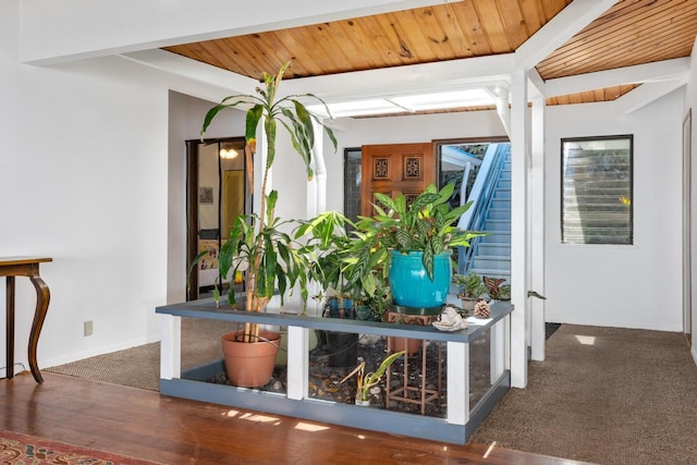 87-3181 Japonica Rd, Captain Cook, HI 96704 - corridor with baseboards and wood ceiling