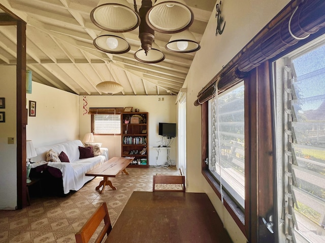 95-5974-A Mamalahoa Hwy, Naalehu, HI 96772 - living area featuring wooden ceiling and tile patterned floors