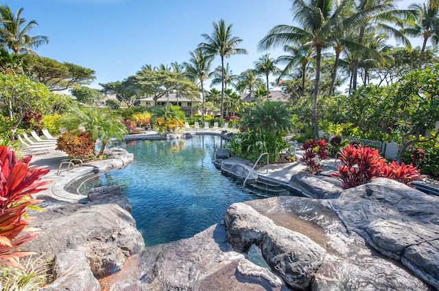 68-1376 Pauoa Rd Unit E1, Kamuela, HI 96743 - view of swimming pool with a garden pond