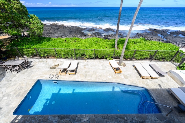 76-6212 Alii Dr Unit 205, Kailua-Kona, HI 96740 - view of pool featuring a patio area and view of water and beach