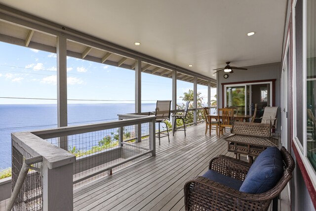 36-2331 Old Mamalahoa Hwy, Laupahoehoe, HI 96764 - deck with ceiling fan and a water view