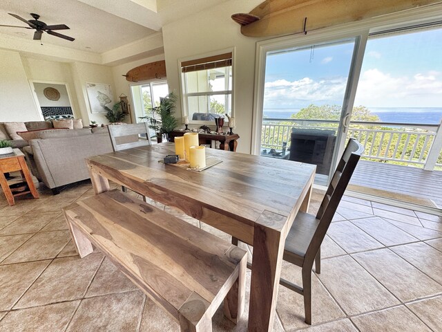 77-6450 Walua Rd, Kailua-Kona, HI 96740 - dining space with ceiling fan, healthy amount of natural light, and light tile patterned floors