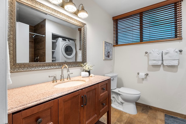 78-6800 Alii Dr Unit 8104, Kailua-Kona, HI 96740 - full bathroom featuring estacked washer and dryer, vanity, and a shower