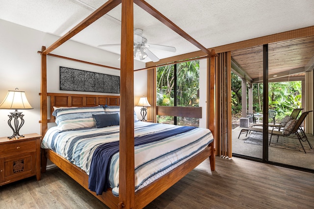 78-6800 Alii Dr Unit 8104, Kailua-Kona, HI 96740 - bedroom with access to exterior, wood finished floors, and a ceiling fan