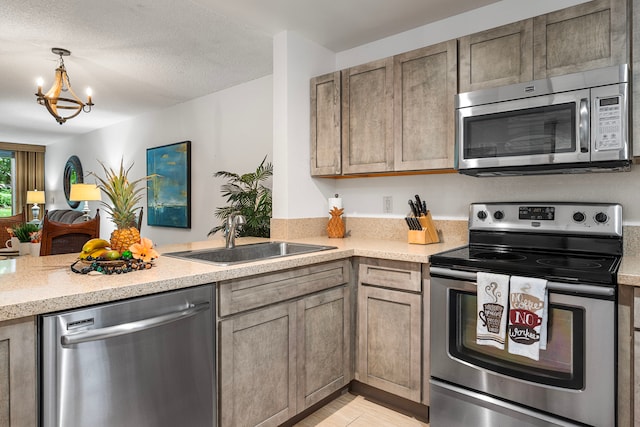 78-6800 Alii Dr Unit 8104, Kailua-Kona, HI 96740 - kitchen featuring stainless steel appliances, a chandelier, a peninsula, light wood-type flooring, and pendant lighting