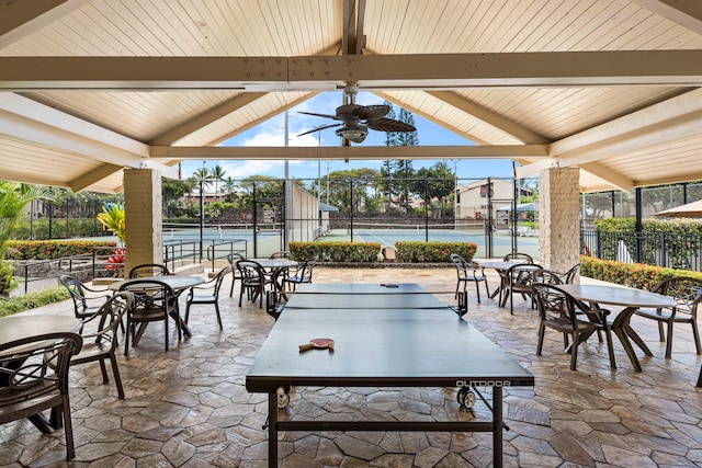 78-6800 Alii Dr Unit 8104, Kailua-Kona, HI 96740 - view of patio / terrace with a tennis court, a gazebo, and outdoor dining area