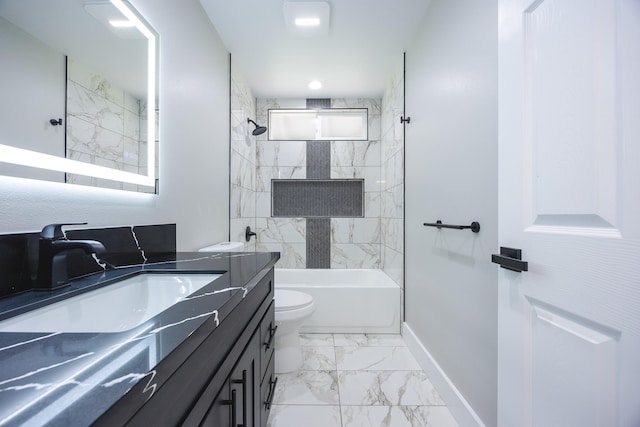 15-1776 6th Ave, Keaau, HI 96749 - full bath with marble finish floors, vanity, toilet, shower / bath combination, and baseboards