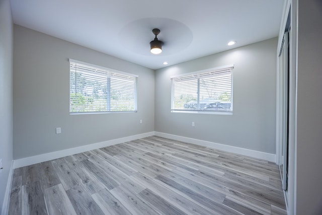 15-1776 6th Ave, Keaau, HI 96749 - empty room with light wood-style floors, a ceiling fan, recessed lighting, and baseboards