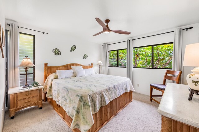 78-7070 Alii Dr Unit C201, Kailua-Kona, HI 96740 - bedroom featuring light carpet and ceiling fan