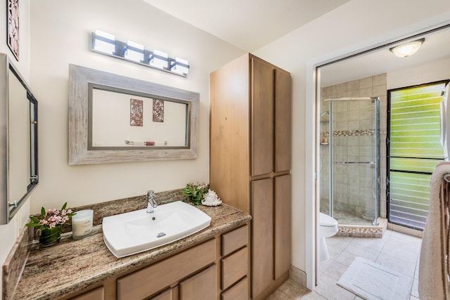 78-7070 Alii Dr Unit C201, Kailua-Kona, HI 96740 - full bath featuring vanity, toilet, a stall shower, and tile patterned floors