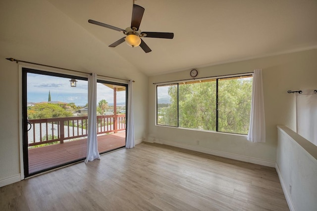 68-1780 Puu Nui St, Waikoloa, HI 96738 - unfurnished room featuring ceiling fan, light wood finished floors, and lofted ceiling