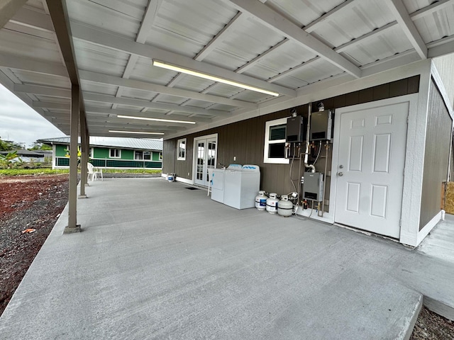 16-2045 Hanale Dr, Pahoa, HI 96778 - garage with washer and clothes dryer and french doors