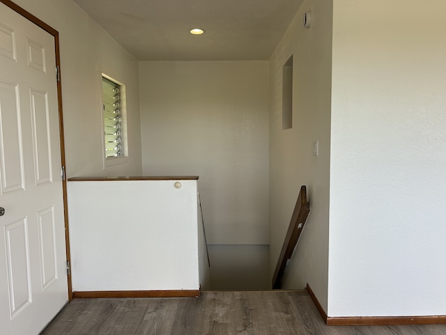 4666 Hauaala Rd Unit 1, Kapaa, HI 96746 - stairs featuring wood finished floors, baseboards, and recessed lighting