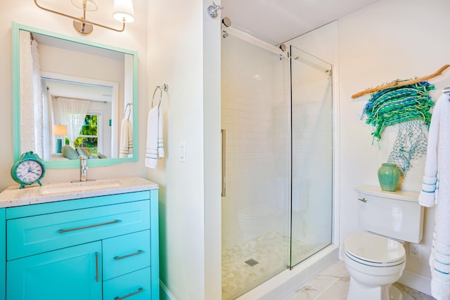 3764 Kakela Makai Dr, Kalaheo, HI 96741 - full bath with toilet, a stall shower, vanity, and marble finish floors