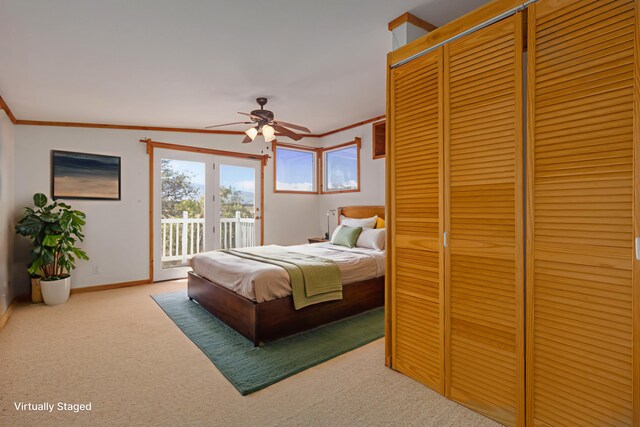 66-1665-A Kawaihae Rd, Kamuela, HI 96743 - carpeted bedroom featuring access to exterior and ornamental molding