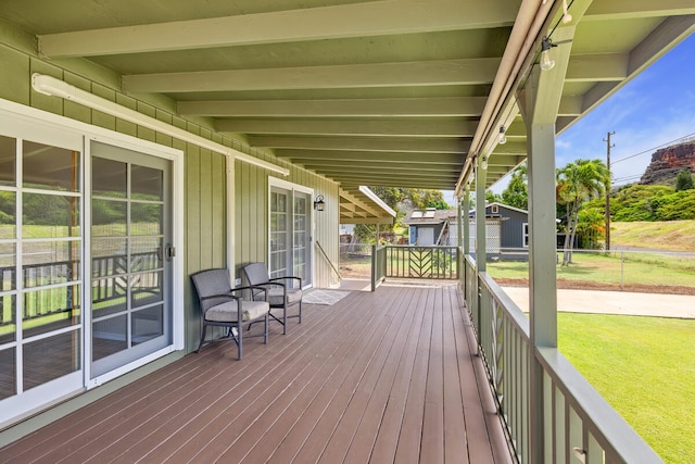 5045 Menehune Rd, Waimea, HI 96796 - wooden deck with a lawn