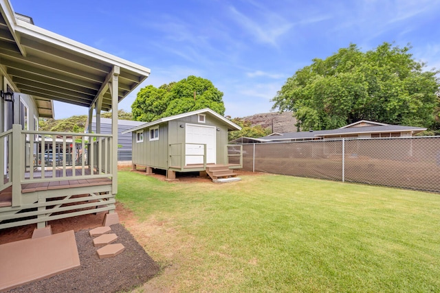5045 Menehune Rd, Waimea, HI 96796 - view of yard with a storage shed and a wooden deck