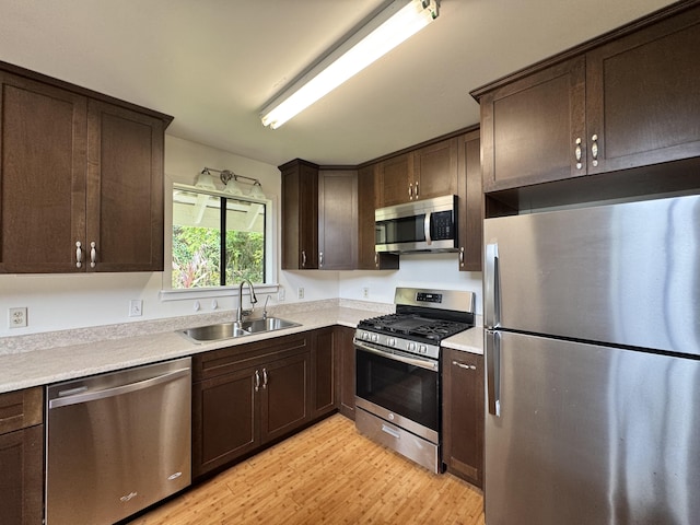 15-2015 12th Ave, Keaau, HI 96749 - kitchen featuring stainless steel appliances, a sink, light wood-style flooring, dark brown cabinets, and light countertops