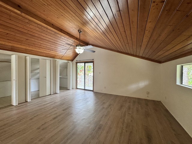 15-2015 12th Ave, Keaau, HI 96749 - additional living space featuring wood ceiling, a ceiling fan, wood finished floors, and lofted ceiling