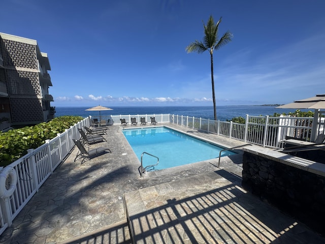 75-6008 Alii Dr Unit 234, Kailua-Kona, HI 96740 - view of swimming pool with a patio area and a water view