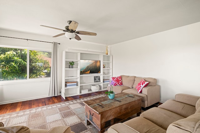 2640 Keoki Pl, Kalaheo, HI 96741 - living area with wood finished floors and ceiling fan
