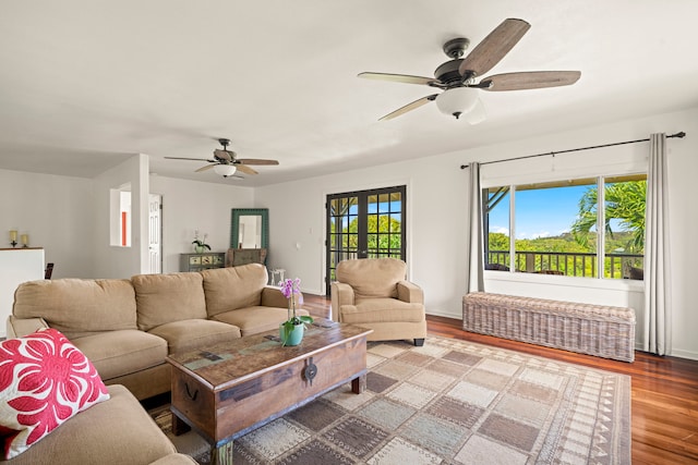2640 Keoki Pl, Kalaheo, HI 96741 - living area featuring a ceiling fan and wood finished floors